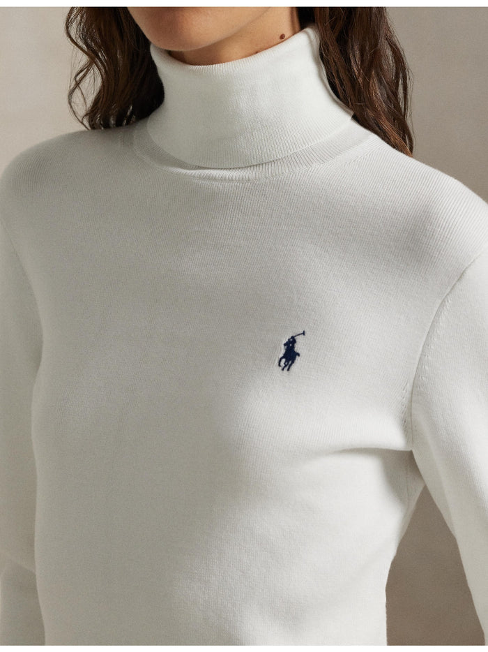 RALPH LAUREN WOMEN Cotton-Blend Turtleneck White