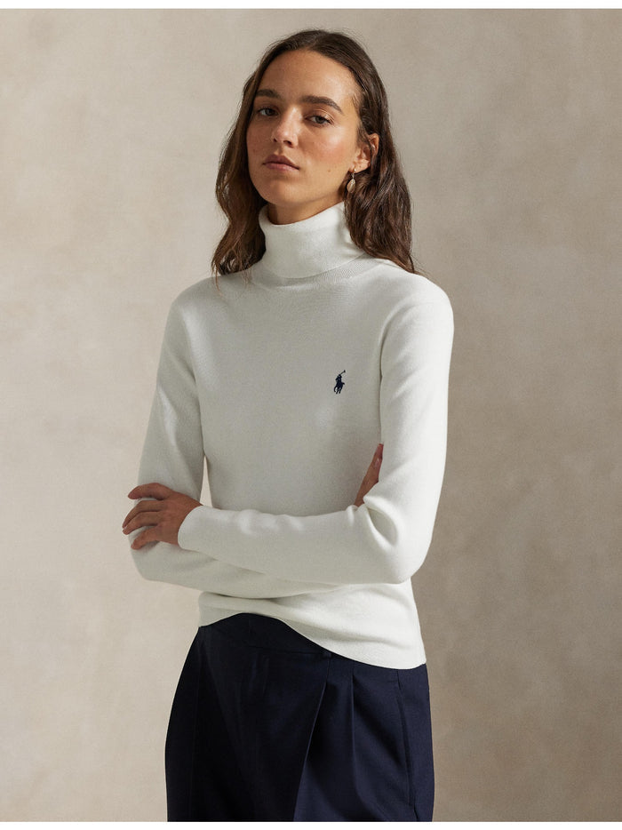 RALPH LAUREN WOMEN Cotton-Blend Turtleneck White