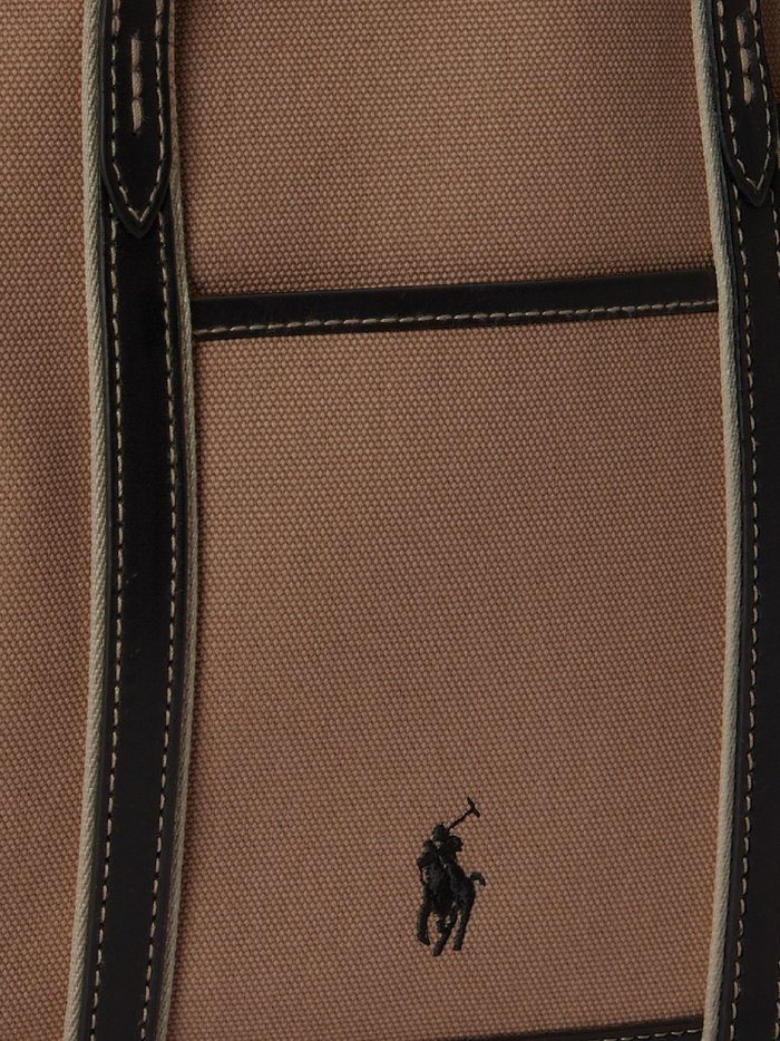 RALPH LAUREN WOMEN Cotton Canvas Small Shopper Tote Porcelain/Black