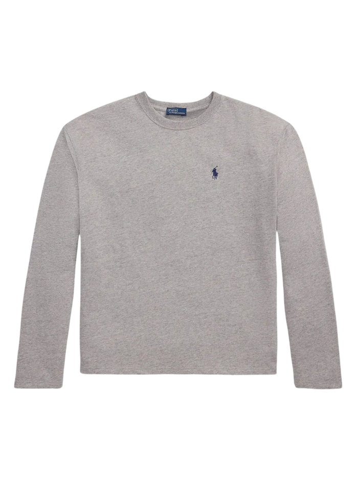 RALPH LAUREN WOMEN Cotton Jersey Long-Sleeve Tee Cobblestone Heather