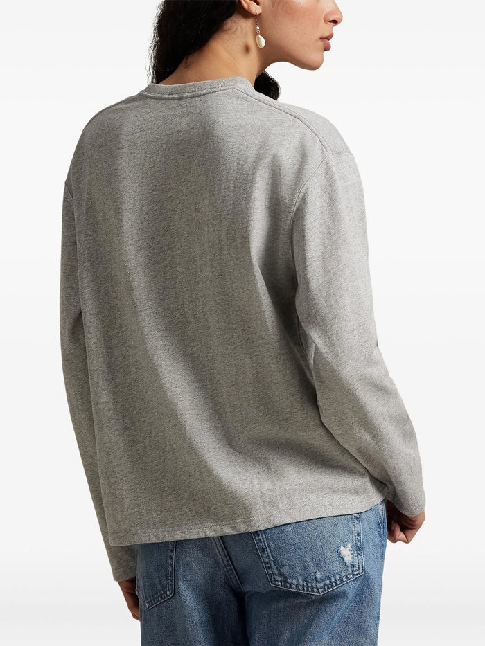 RALPH LAUREN WOMEN Cotton Jersey Long-Sleeve Tee Cobblestone Heather