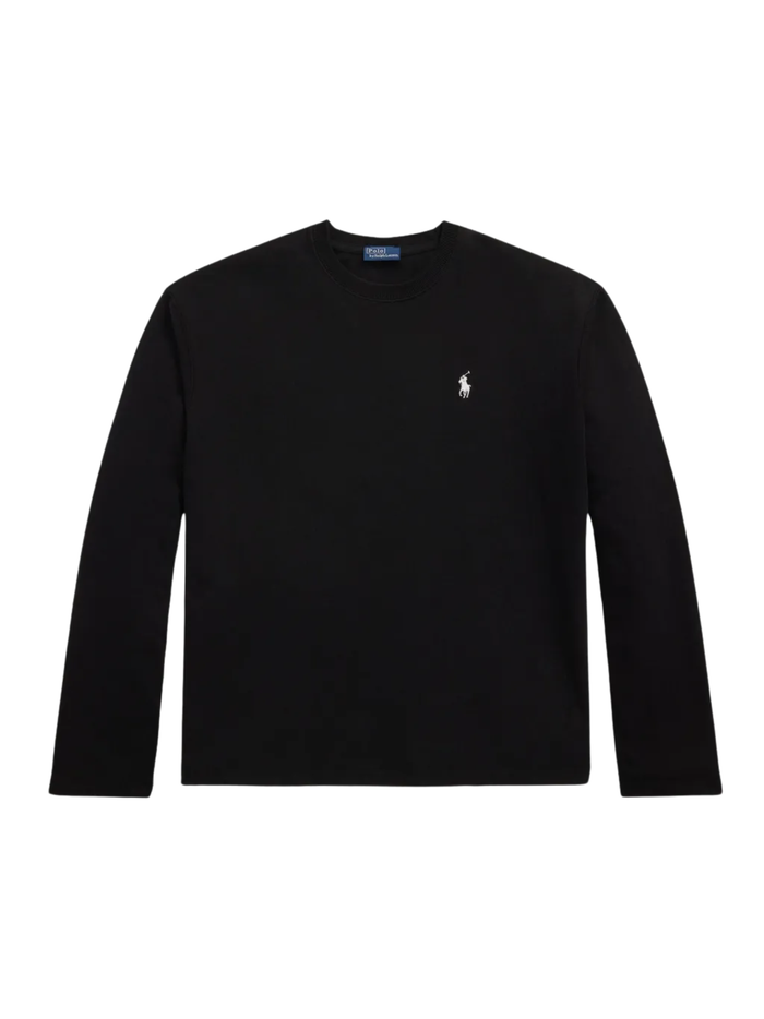RALPH LAUREN WOMEN Cotton Jersey Long-Sleeve Tee Polo Black