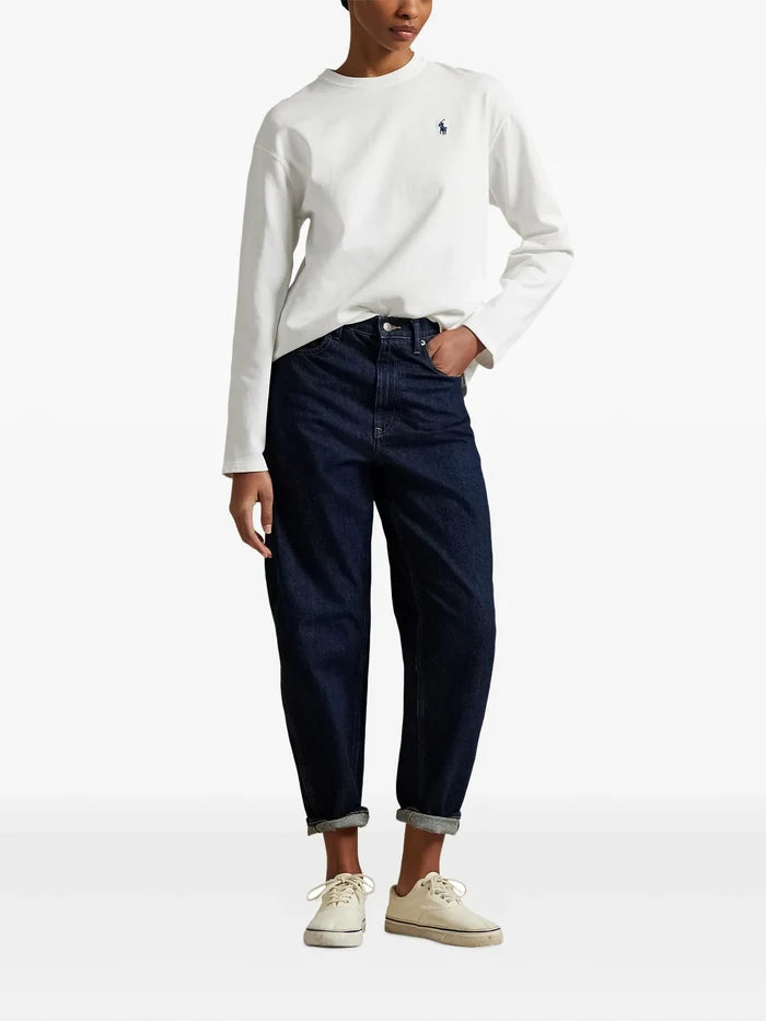 RALPH LAUREN WOMEN Cotton Jersey Long-Sleeve Tee White