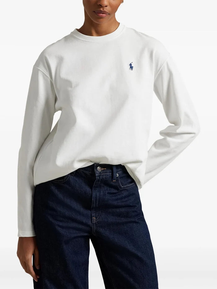 RALPH LAUREN WOMEN Cotton Jersey Long-Sleeve Tee White