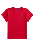 RALPH LAUREN WOMEN Cotton Jersey V-Neck Tee Very Red