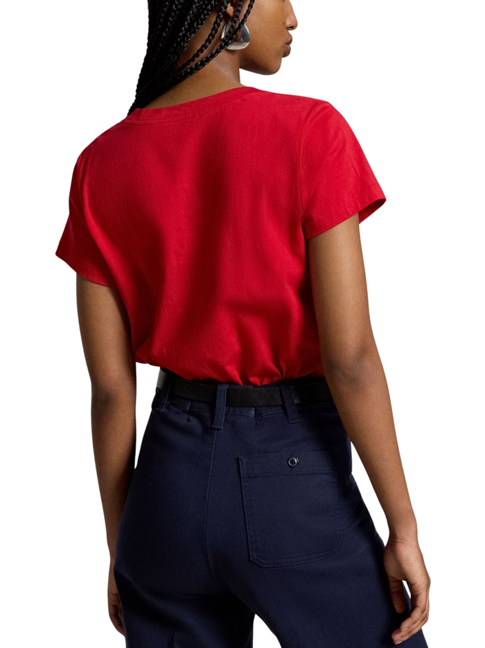 RALPH LAUREN WOMEN Cotton Jersey V-Neck Tee Very Red