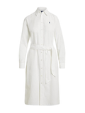 RALPH LAUREN WOMEN Cotton-Linen Belted Shirtdress White