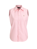 RALPH LAUREN WOMEN Cotton Oxford Sleeveless Shirt Bath Pink