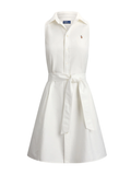 RALPH LAUREN WOMEN Cotton Oxford Sleeveless Shirt Dress White