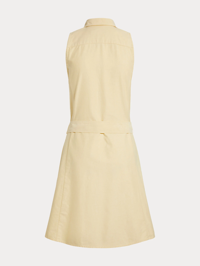 RALPH LAUREN WOMEN Cotton Oxford Sleeveless Shirt Dress Wicket Yellow