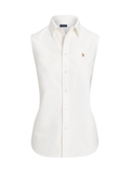 RALPH LAUREN WOMEN Cotton Oxford Sleeveless Shirt White