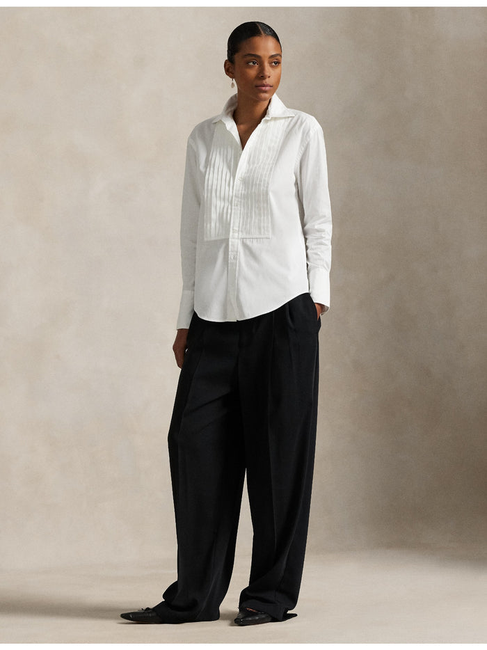 RALPH LAUREN WOMEN Cotton Tuxedo Shirt White