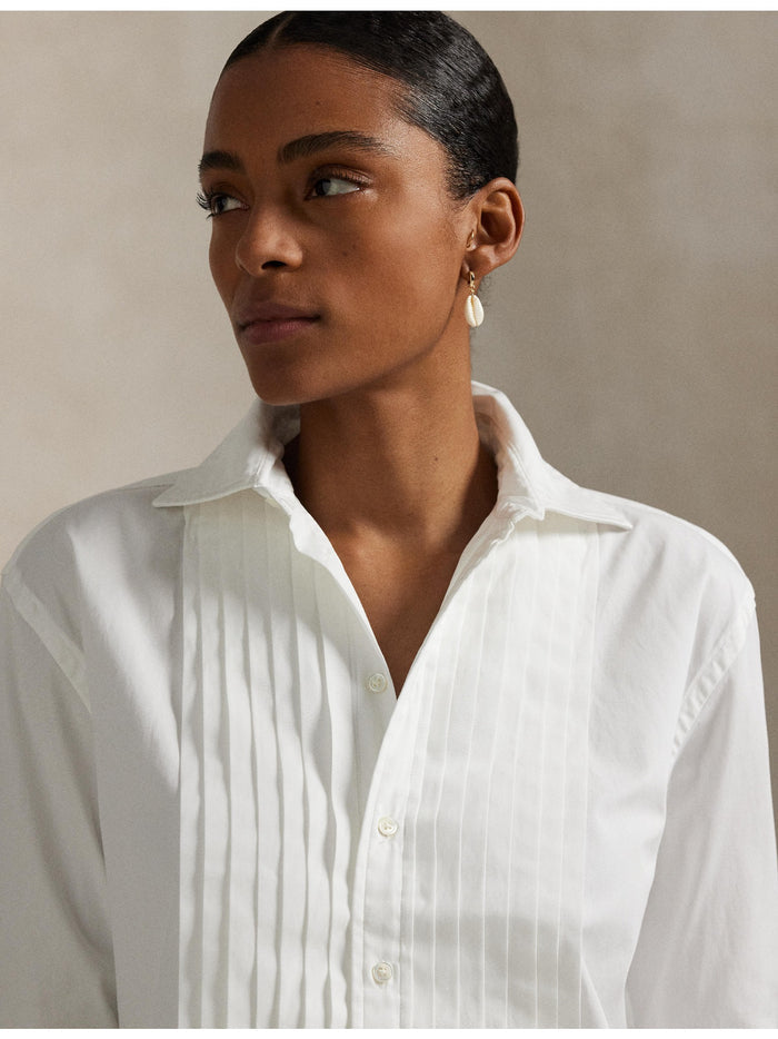 RALPH LAUREN WOMEN Cotton Tuxedo Shirt White