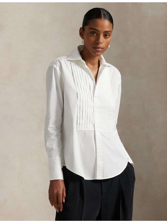 RALPH LAUREN WOMEN Cotton Tuxedo Shirt White