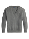 RALPH LAUREN WOMEN Cotton V-neck Sweater Antique Heather