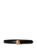 RALPH LAUREN WOMEN Crest Plaque-Buckle Leather Belt Black