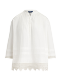 RALPH LAUREN WOMEN Crochet-trim Cotton Shirt White