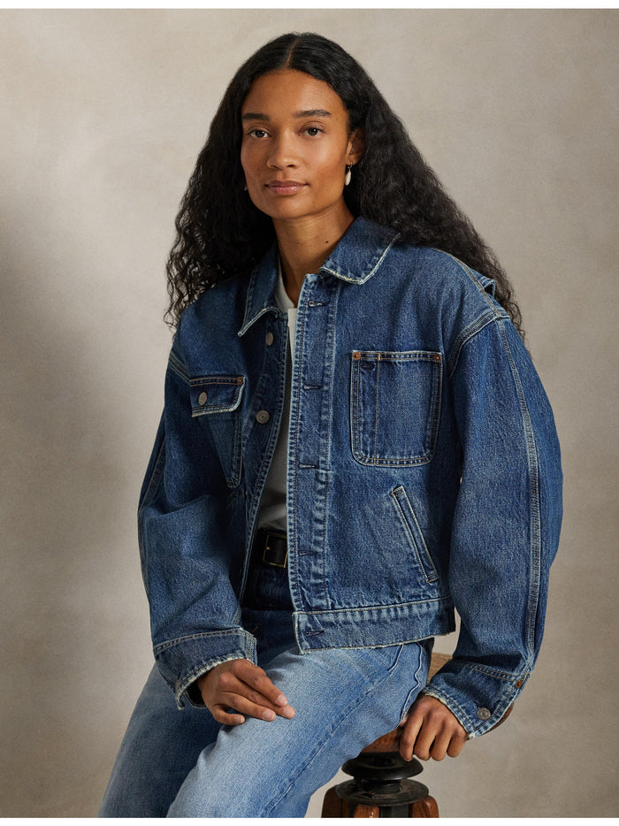 RALPH LAUREN WOMEN Denim Dungaree Jacket Mendez Wash