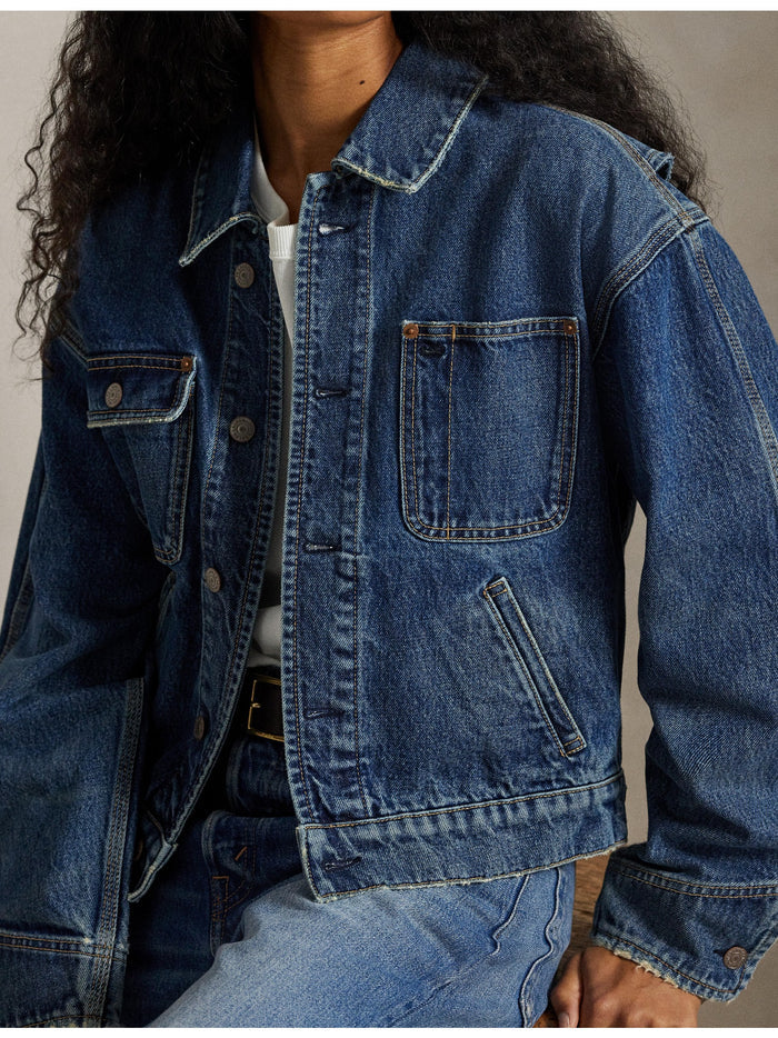 RALPH LAUREN WOMEN Denim Dungaree Jacket Mendez Wash