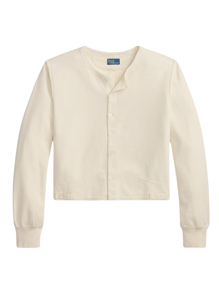 RALPH LAUREN WOMEN Double-Knit Jacquard Cardigan Guide Cream