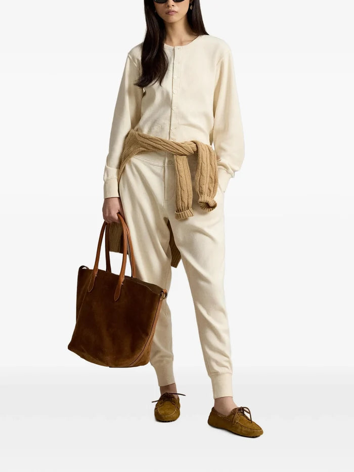 RALPH LAUREN WOMEN Double-Knit Jacquard Cardigan Guide Cream