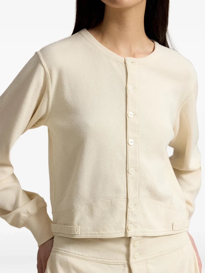 RALPH LAUREN WOMEN Double-Knit Jacquard Cardigan Guide Cream