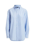 RALPH LAUREN WOMEN End-On-End Oversize Fit Cotton Shirt Classic Medium Blue