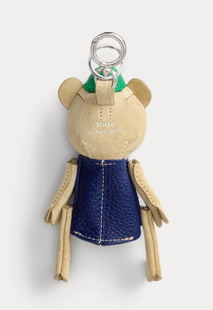 RALPH LAUREN WOMENS Flag Polo Bear Suede-Leather Bag Charm Cashew - MAISONDEFASHION.COM