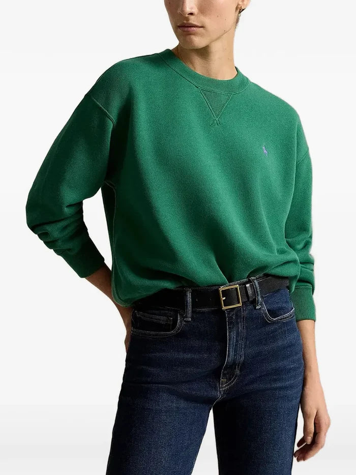 RALPH LAUREN WOMEN Fleece Crewneck Bush Green