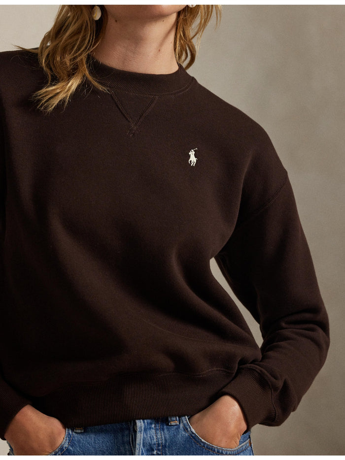 RALPH LAUREN WOMEN Fleece Crewneck Circuit Brown