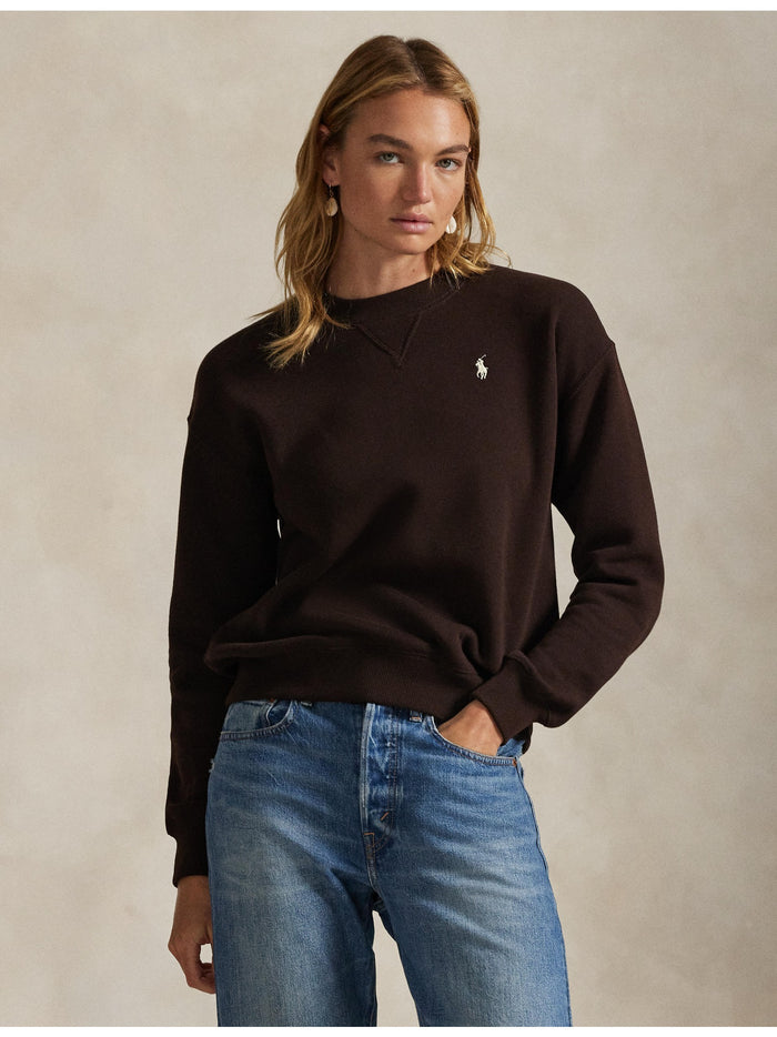 RALPH LAUREN WOMEN Fleece Crewneck Circuit Brown