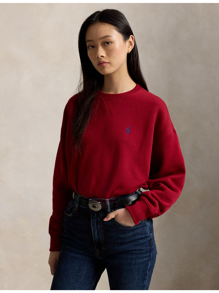 RALPH LAUREN WOMEN Fleece Crewneck Eaton Red