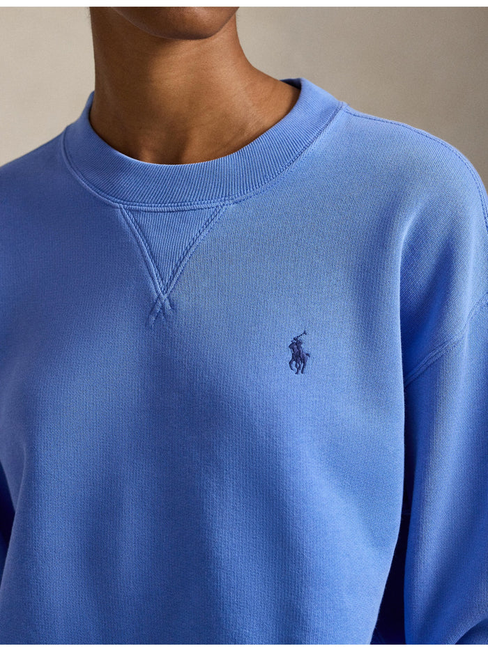 RALPH LAUREN WOMEN Fleece Crewneck New Iris Blue