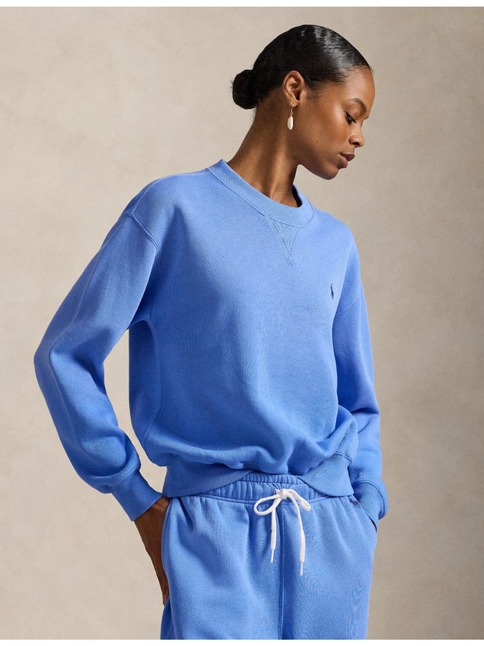 RALPH LAUREN WOMEN Fleece Crewneck New Iris Blue