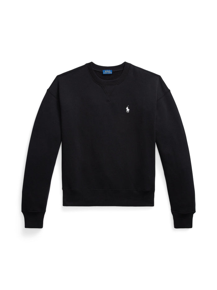 RALPH LAUREN WOMEN Fleece Crewneck Polo Black
