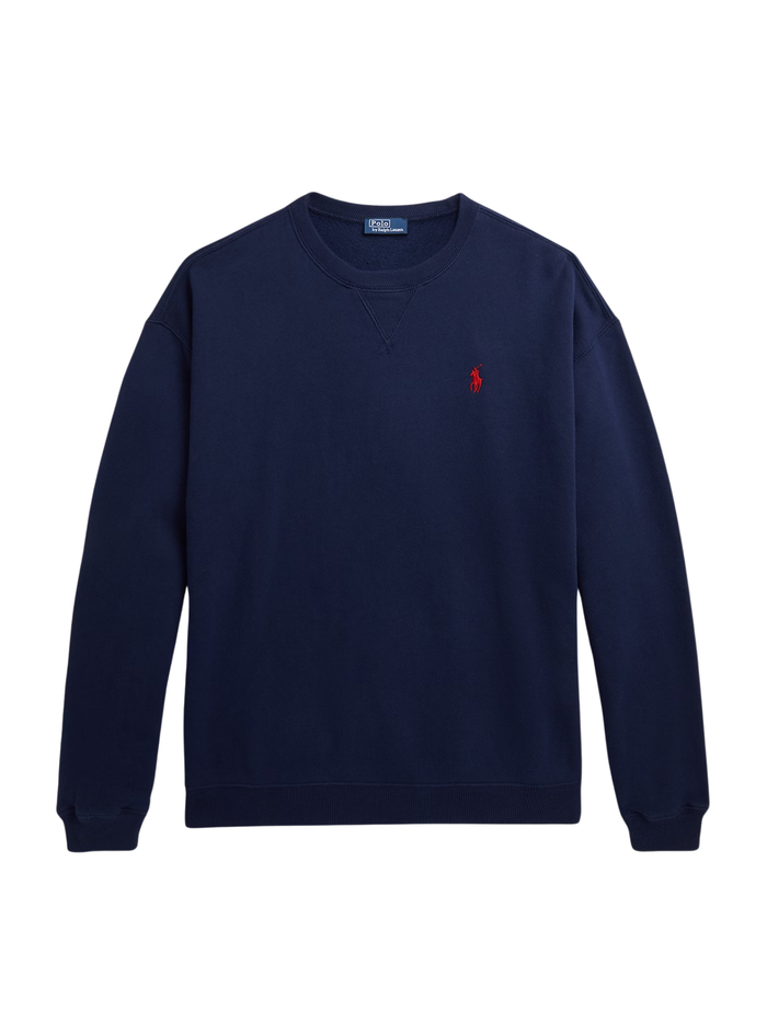 RALPH LAUREN WOMEN Fleece Crewneck Sweatshirt Cruise Navy - MAISONDEFASHION.COM