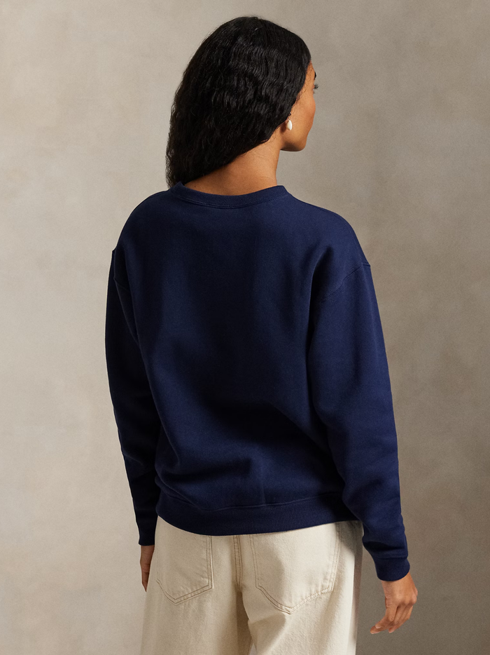 RALPH LAUREN WOMEN Fleece Crewneck Sweatshirt Cruise Navy - MAISONDEFASHION.COM