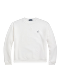 RALPH LAUREN WOMEN Fleece Crewneck Sweatshirt White - MAISONDEFASHION.COM