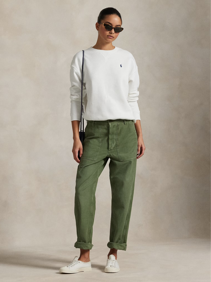 RALPH LAUREN WOMEN Fleece Crewneck Sweatshirt White - MAISONDEFASHION.COM