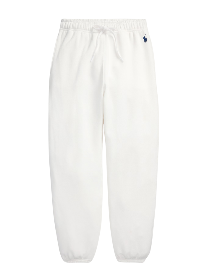 RALPH LAUREN WOMEN Fleece Drawstring Tracksuit Bottoms White - MAISONDEFASHION.COM