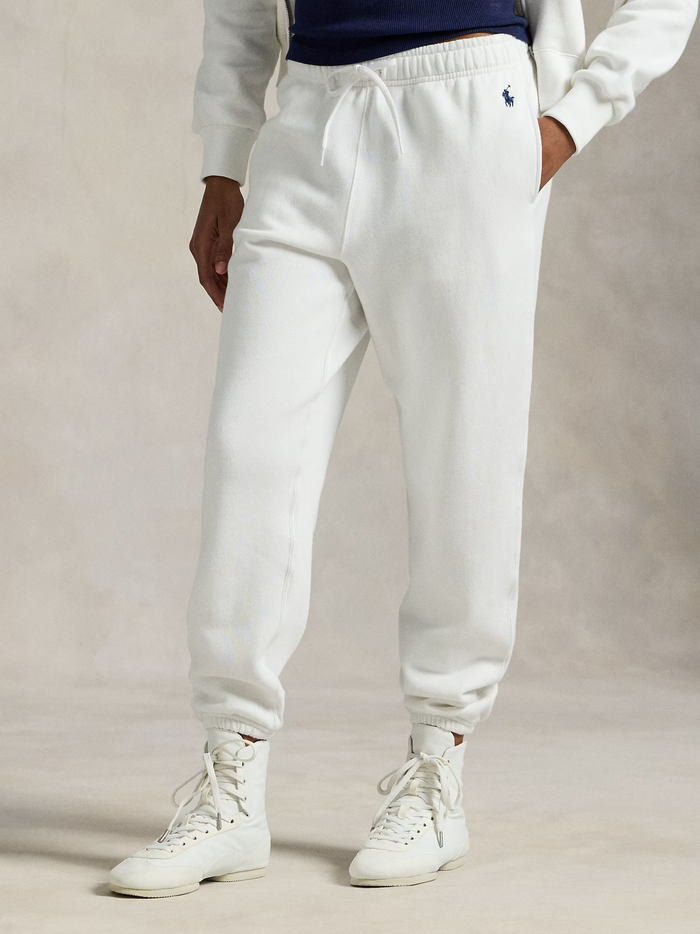 RALPH LAUREN WOMEN Fleece Drawstring Tracksuit Bottoms White - MAISONDEFASHION.COM