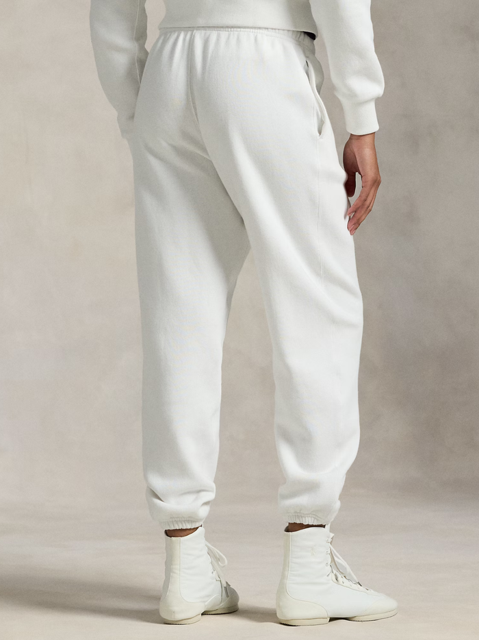 RALPH LAUREN WOMEN Fleece Drawstring Tracksuit Bottoms White - MAISONDEFASHION.COM