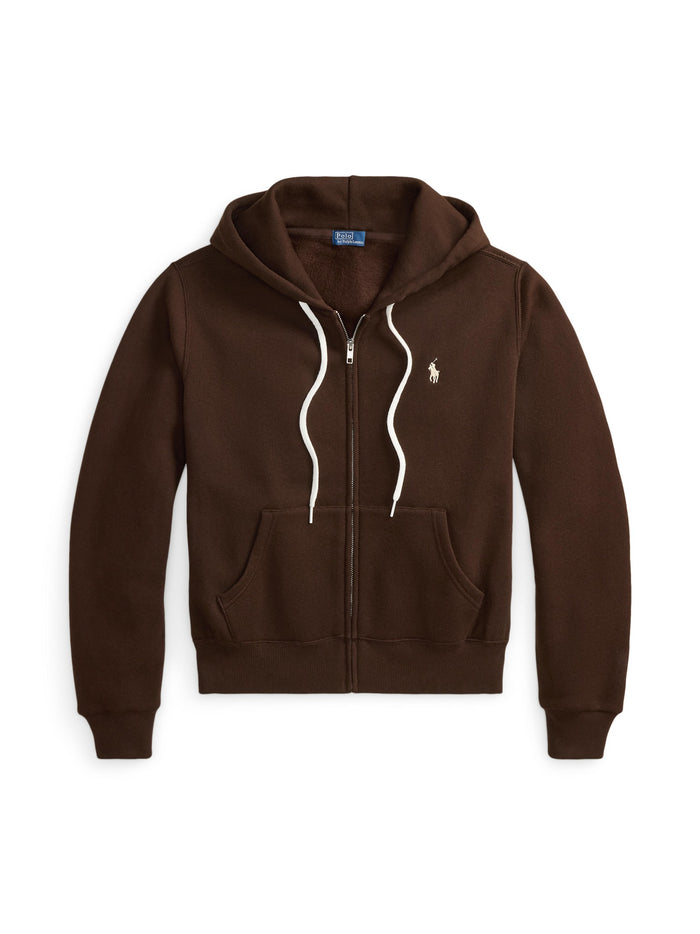 RALPH LAUREN WOMEN Fleece Full-Zip Hoodie Circuit Brown