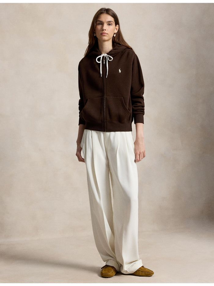 RALPH LAUREN WOMEN Fleece Full-Zip Hoodie Circuit Brown