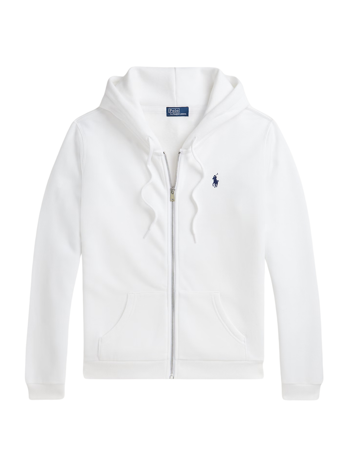 RALPH LAUREN WOMEN Fleece Full-Zip Hoodie White - MAISONDEFASHION.COM
