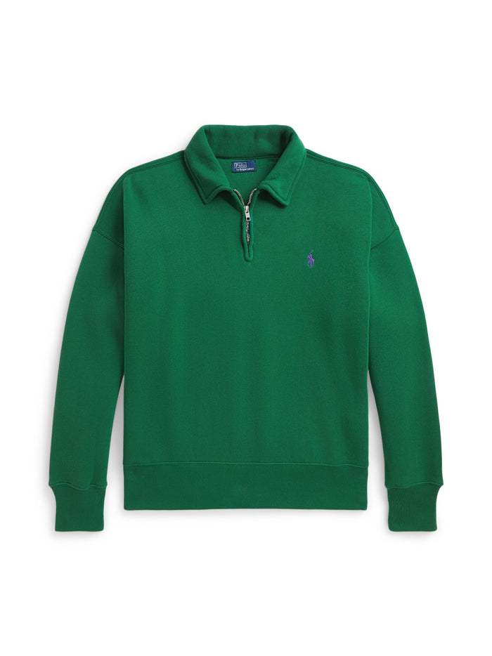 RALPH LAUREN WOMEN Fleece Quarter-Zip Bush Green