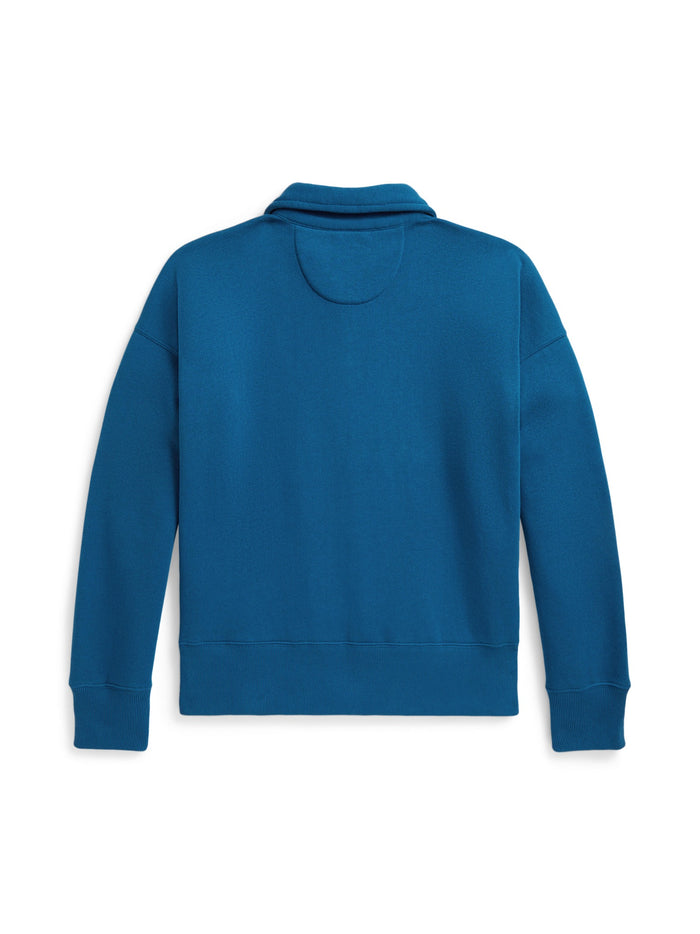 RALPH LAUREN WOMEN Fleece Quarter-Zip Galaxy Blue