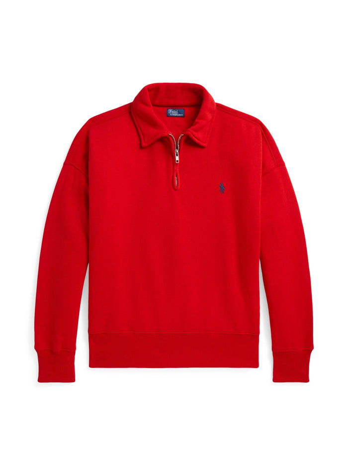 RALPH LAUREN WOMEN Fleece Quarter-Zip Very Red