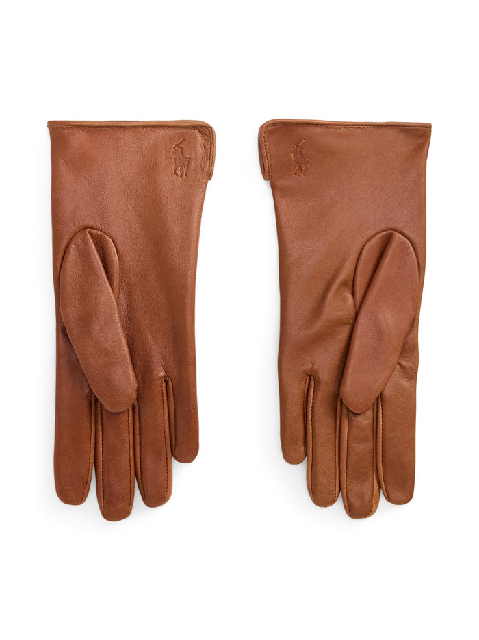 RALPH LAUREN WOMEN Haircalf-Leather Gloves Cognac