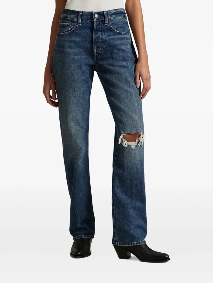 RALPH LAUREN WOMEN High-Rise Relaxed Straight Jeans Blue - MAISONDEFASHION.COM